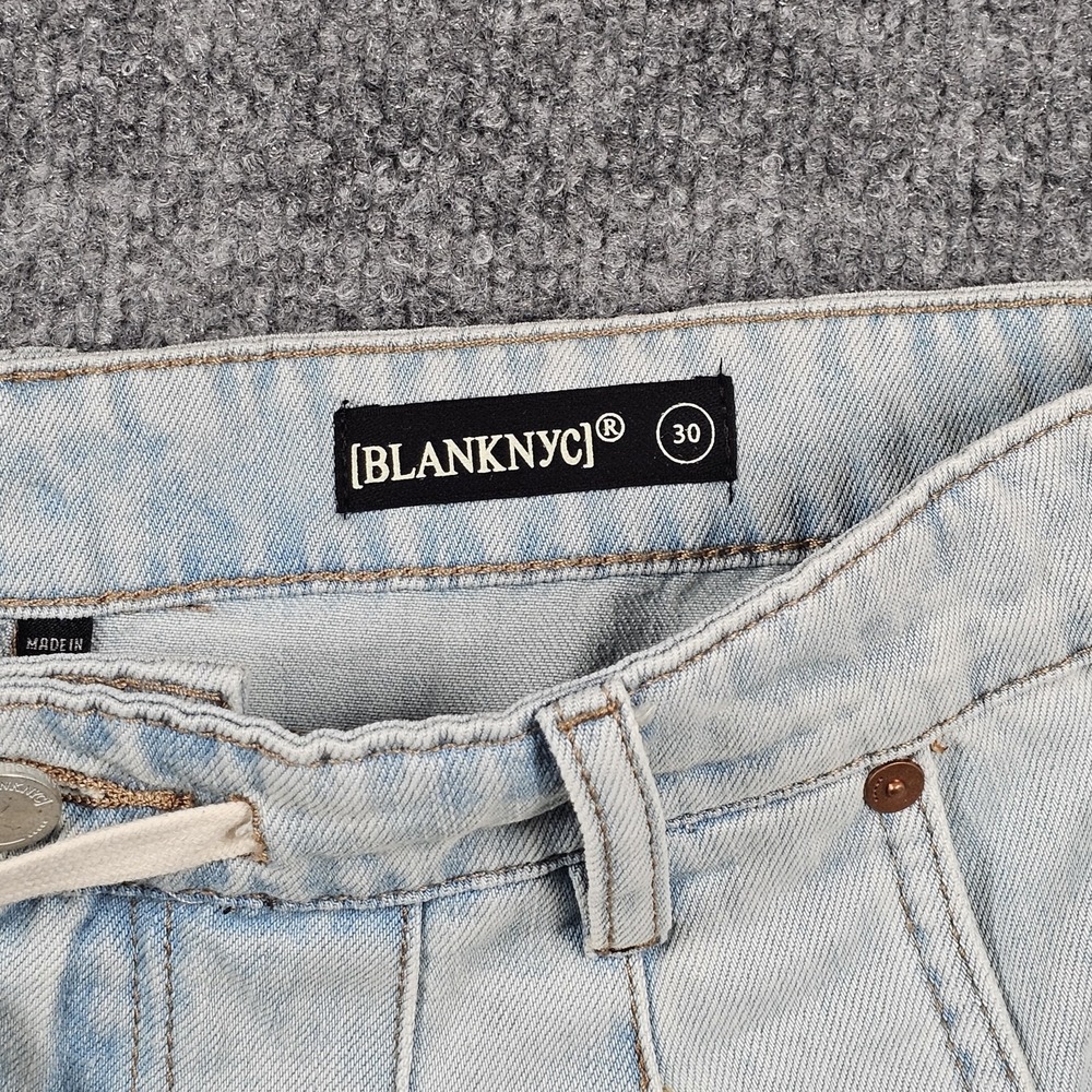 BlankNYC Women Pleated Denim Shorts Size 30 Light Wash Blue Pockets Drawstring - Picture 8 of 9